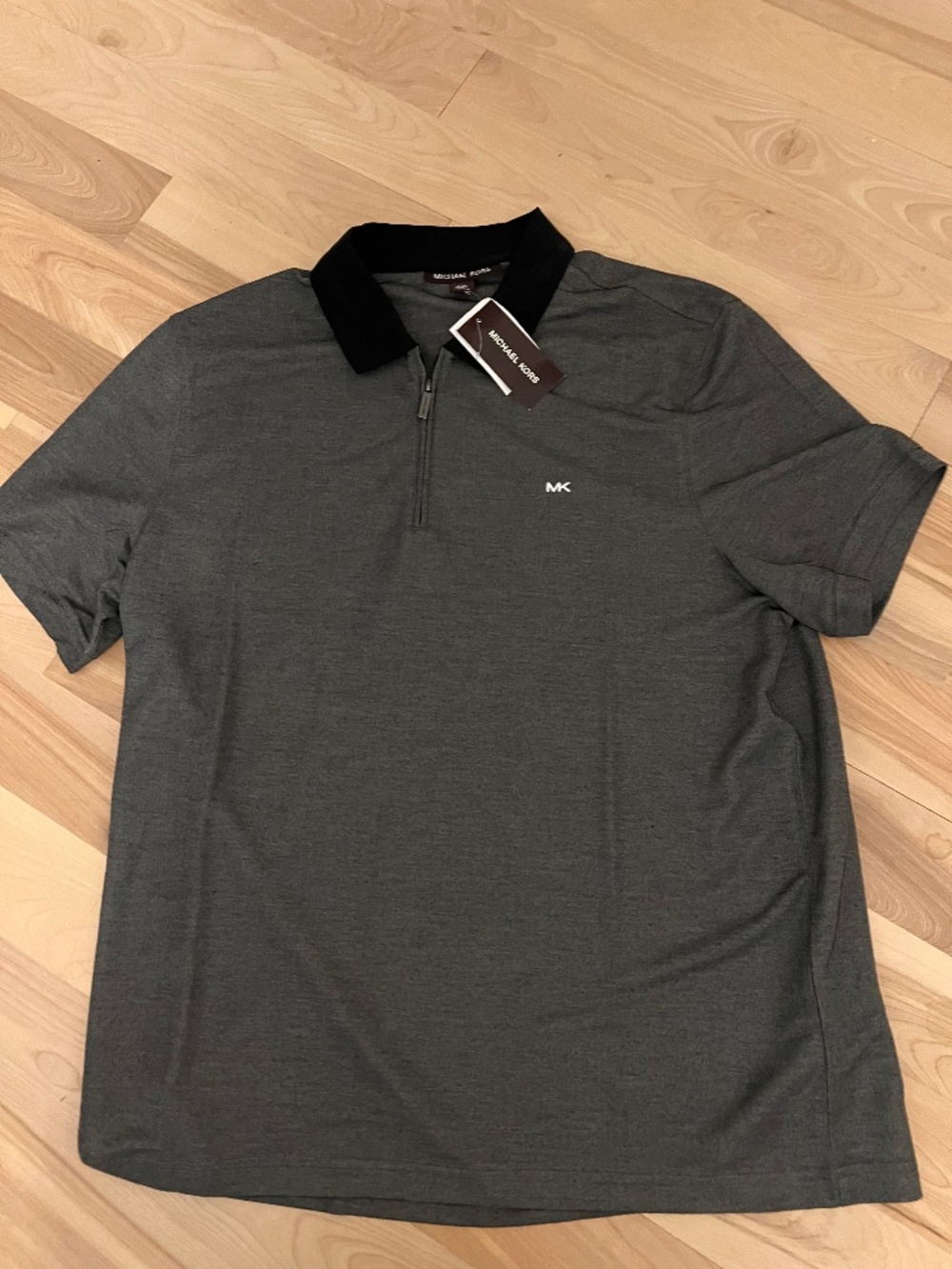 Michael Kors Men's Charcoal Gray Polo with Black Collar